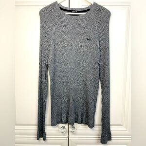 EUC Hollister Men’s XL Muscle Fit Grey Ribbed Crew Neck Sweater Shirt Top